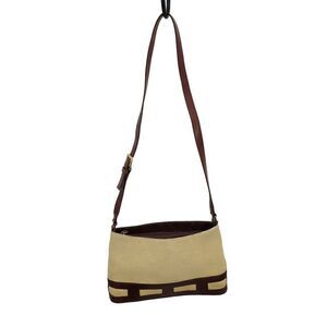 Etienne Aigner Crossbody Bag Country Cottage Core Basket Weave Leather‎ Trim Tan